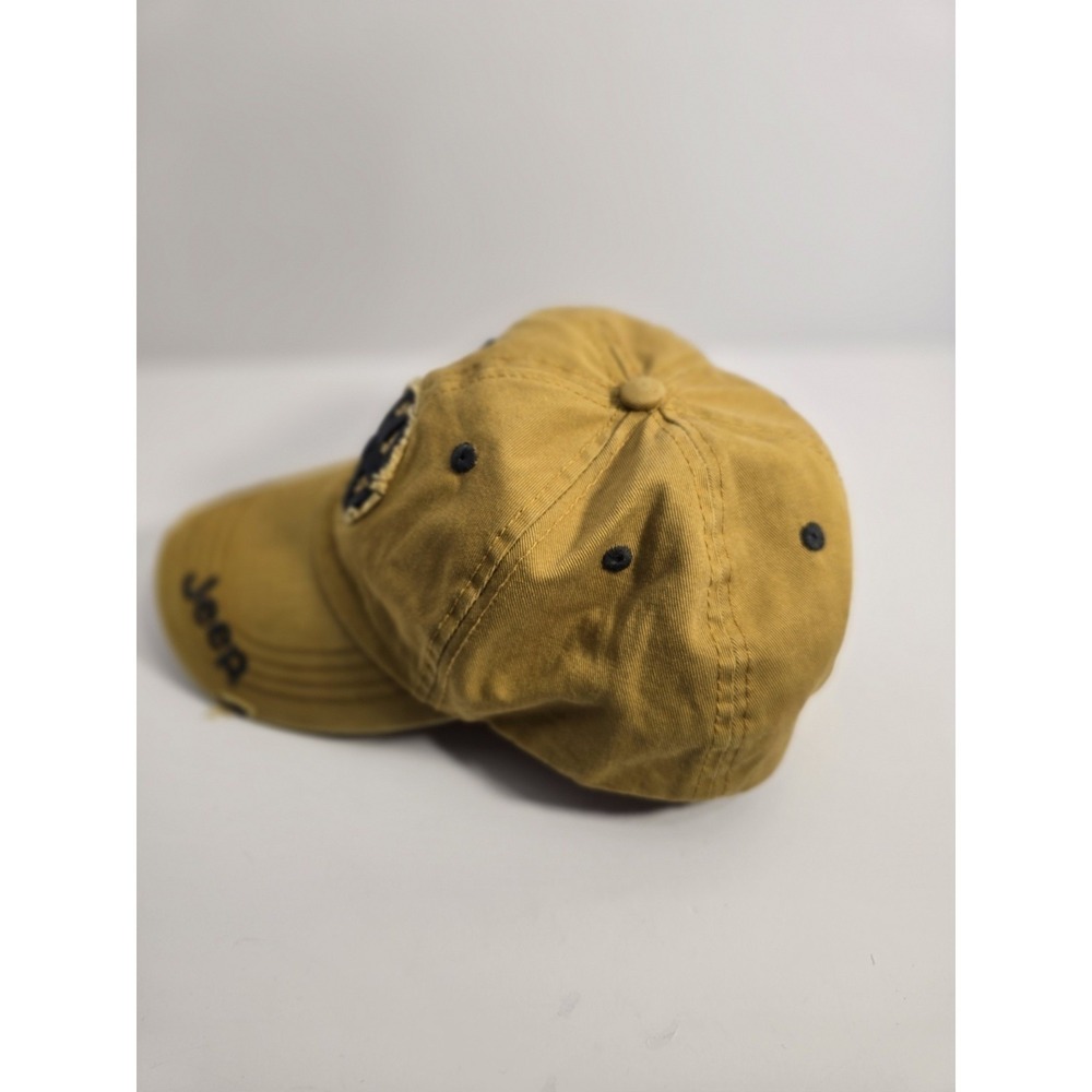 Jeep 3D Star Embroidered Military Cap Distressed Mustard Yellow Baseball Hat NEW - Picture 4 of 8